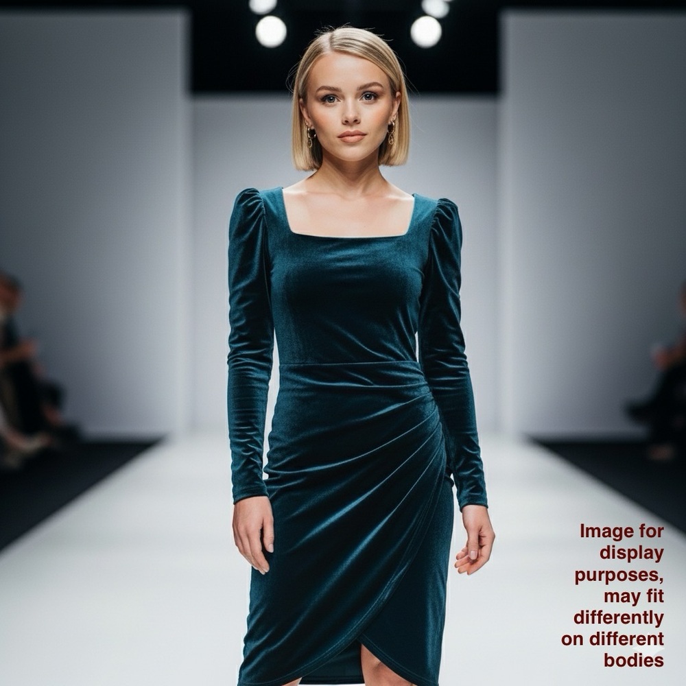 Velvet Midi Dress Lake Blue Sz M